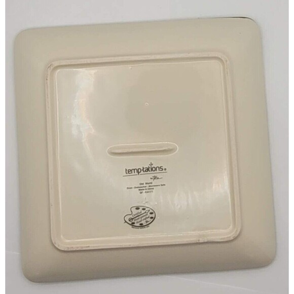 Temptations by Tara Square Old World Green 7" Salad Plates NEW - Picture 5 of 7